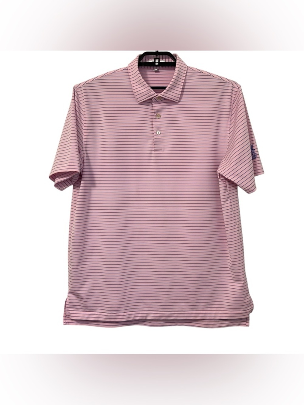 Peter Millar Mens Summer Comfort Striped Polo Golf Shirt Sz Large Pink Blue SS